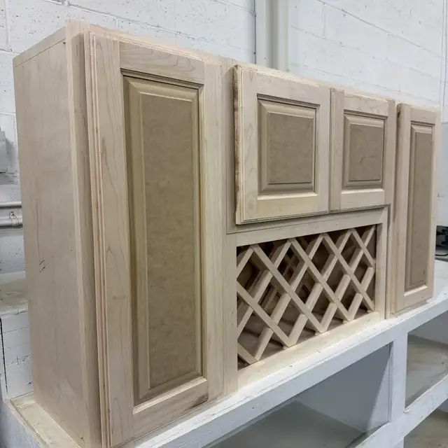 Built-in cabinets being assembled in the Innov Builders shop
