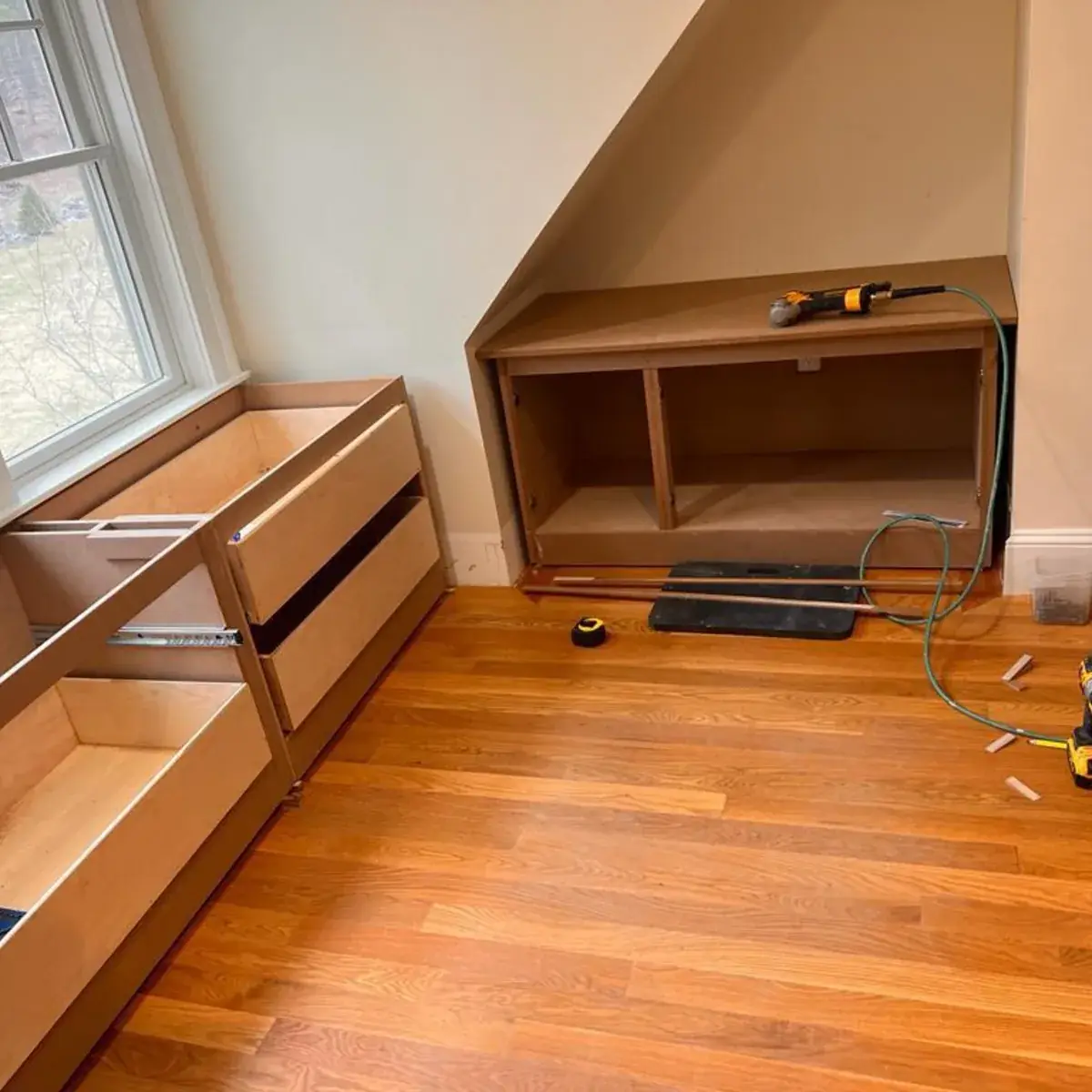 Fitting and Trim: Drawers, bases and trim are fitted so the unit looks like it was always there